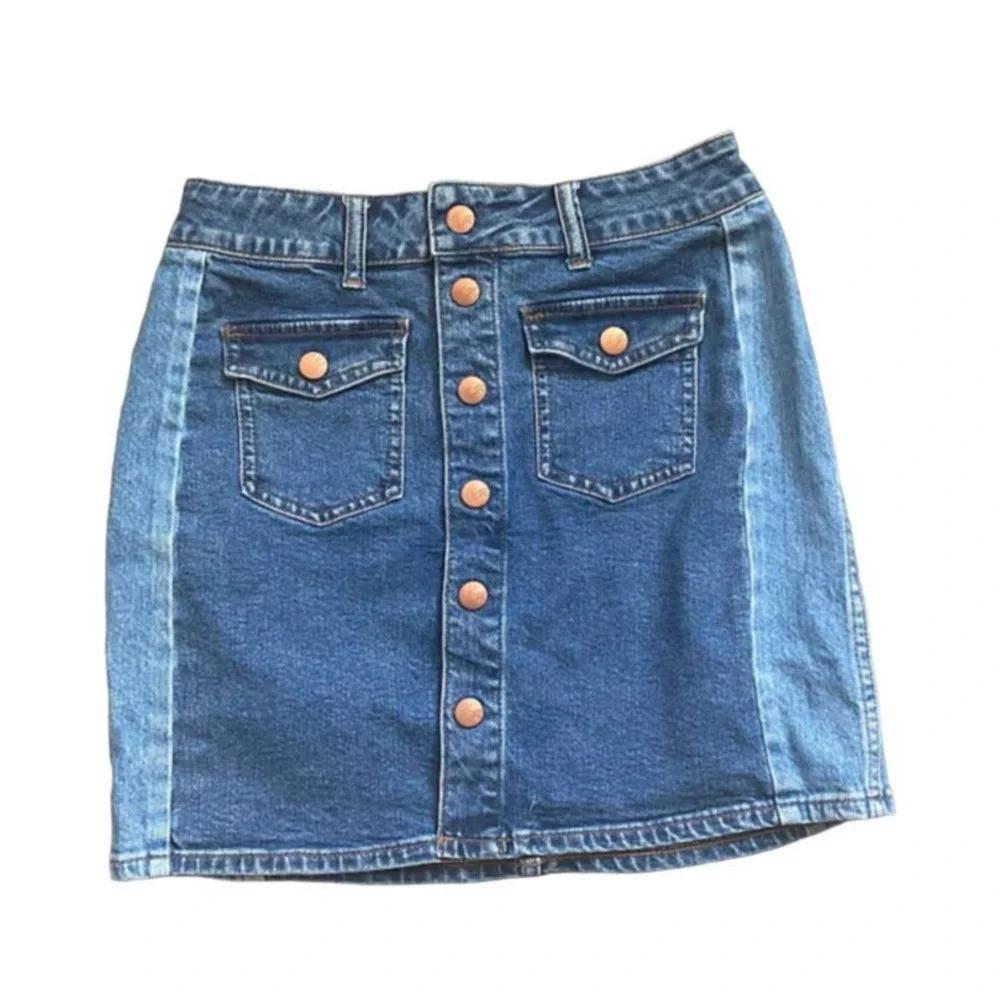 Madewell Size 25 Denim Button-up Jean Skirt Mini Casual Pockets Summer Ready